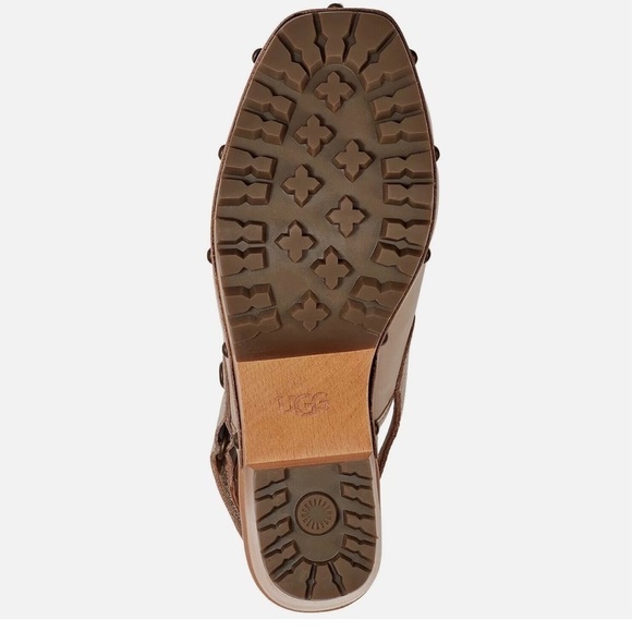 NWOB UGG LANNI TAN LEATHER/ WOOL 3" CLOGS HEELS, WOMEN US 11 - Picture 5 of 5